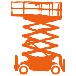 Scissor Rough Terrain Forklift Icon Orange